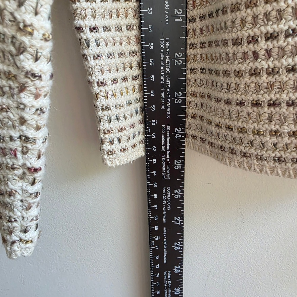 Vintage Cream Thick Basketweave Knit Button Cardigan Sweater Granola Capsule - Picture 4 of 6